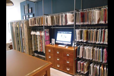 The retailer has a library of fabrics for shoppers to browse